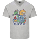 Dungeons & Dinosaurs Funny T-Rex Mens V-Neck Cotton T-Shirt Sports Grey