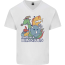Dungeons & Dinosaurs Funny T-Rex Mens V-Neck Cotton T-Shirt White