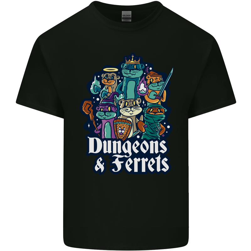 Dungeons & Ferrets Role Play Games RPG Kids T-Shirt Childrens Black