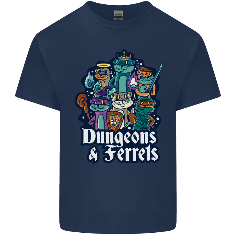 Dungeons & Ferrets Role Play Games RPG Kids T-Shirt Childrens Navy Blue