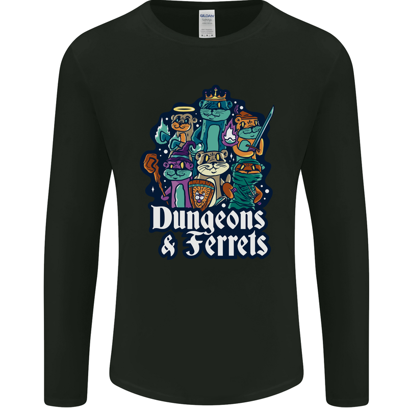 Dungeons & Ferrets Role Play Games RPG Mens Long Sleeve T-Shirt Black