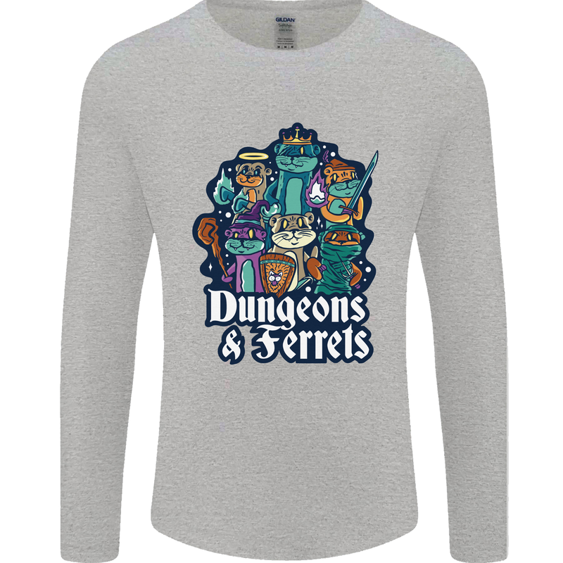 Dungeons & Ferrets Role Play Games RPG Mens Long Sleeve T-Shirt Sports Grey