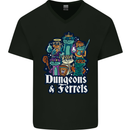 Dungeons & Ferrets Role Play Games RPG Mens V-Neck Cotton T-Shirt Black