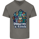 Dungeons & Ferrets Role Play Games RPG Mens V-Neck Cotton T-Shirt Charcoal