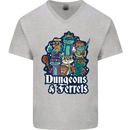 Dungeons & Ferrets Role Play Games RPG Mens V-Neck Cotton T-Shirt Sports Grey