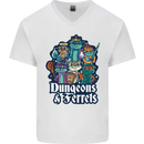 Dungeons & Ferrets Role Play Games RPG Mens V-Neck Cotton T-Shirt White