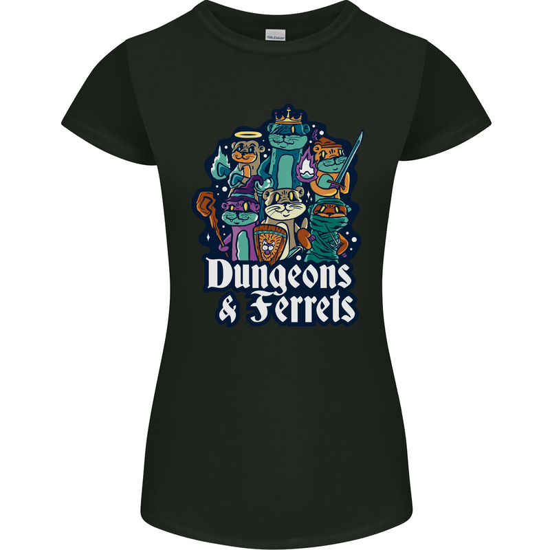 Dungeons & Ferrets Role Play Games RPG Womens Petite Cut T-Shirt Black