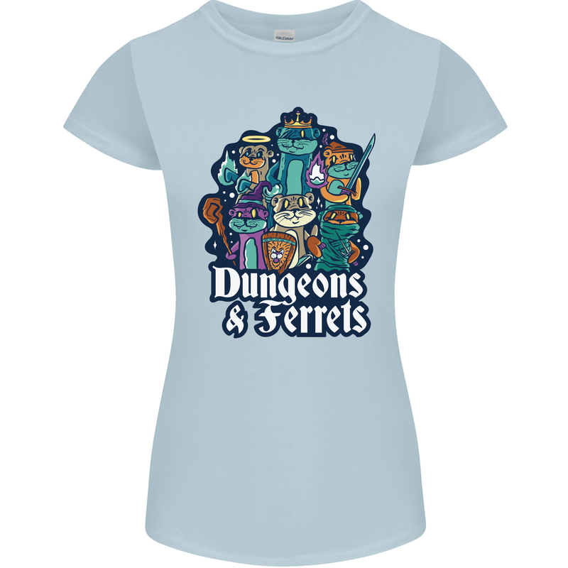 Dungeons & Ferrets Role Play Games RPG Womens Petite Cut T-Shirt Light Blue