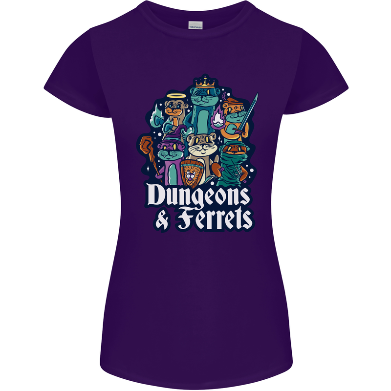 Dungeons & Ferrets Role Play Games RPG Womens Petite Cut T-Shirt Purple