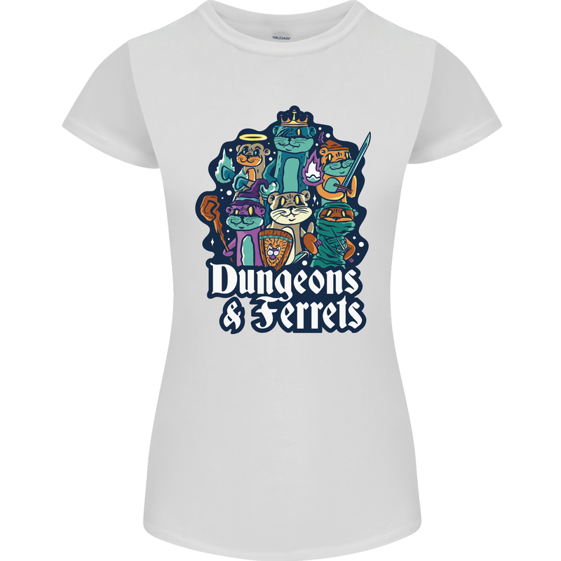 Dungeons & Ferrets Role Play Games RPG Womens Petite Cut T-Shirt White