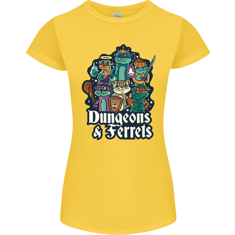 Dungeons & Ferrets Role Play Games RPG Womens Petite Cut T-Shirt Yellow