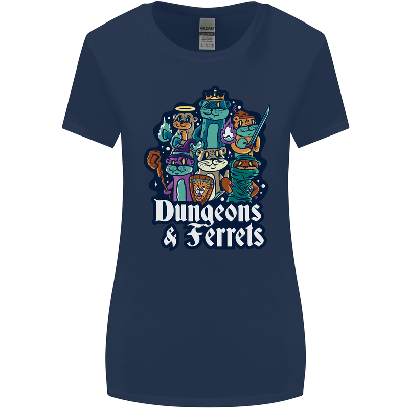 Dungeons & Ferrets Role Play Games RPG Womens Wider Cut T-Shirt Navy Blue