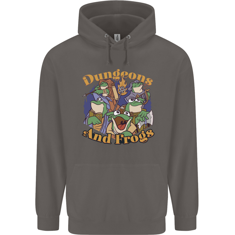 Dungeons & Frogs Role Play Games RPG Mens 80% Cotton Hoodie Charcoal