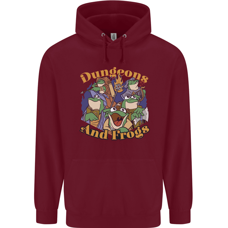 Dungeons & Frogs Role Play Games RPG Mens 80% Cotton Hoodie Maroon