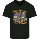 Dungeons & Frogs Role Play Games RPG Mens V-Neck Cotton T-Shirt Black