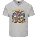 Dungeons & Frogs Role Play Games RPG Mens V-Neck Cotton T-Shirt Sports Grey