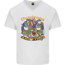 Dungeons & Frogs Role Play Games RPG Mens V-Neck Cotton T-Shirt White