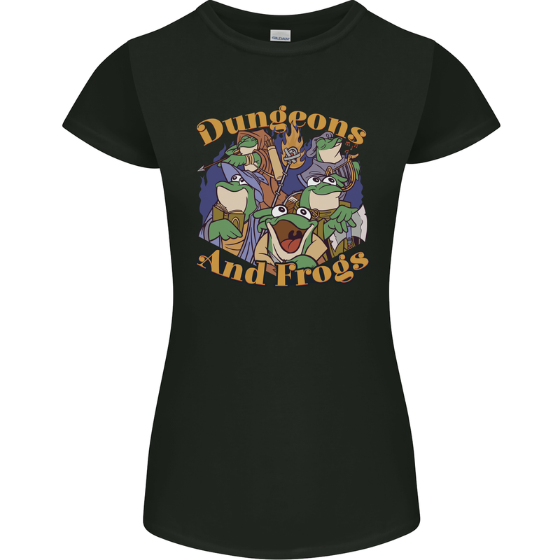 Dungeons & Frogs Role Play Games RPG Womens Petite Cut T-Shirt Black