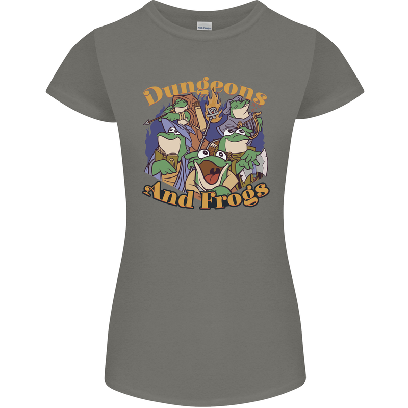 Dungeons & Frogs Role Play Games RPG Womens Petite Cut T-Shirt Charcoal