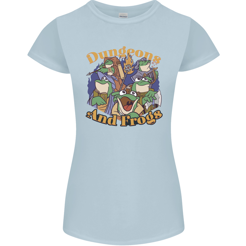 Dungeons & Frogs Role Play Games RPG Womens Petite Cut T-Shirt Light Blue