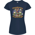 Dungeons & Frogs Role Play Games RPG Womens Petite Cut T-Shirt Navy Blue