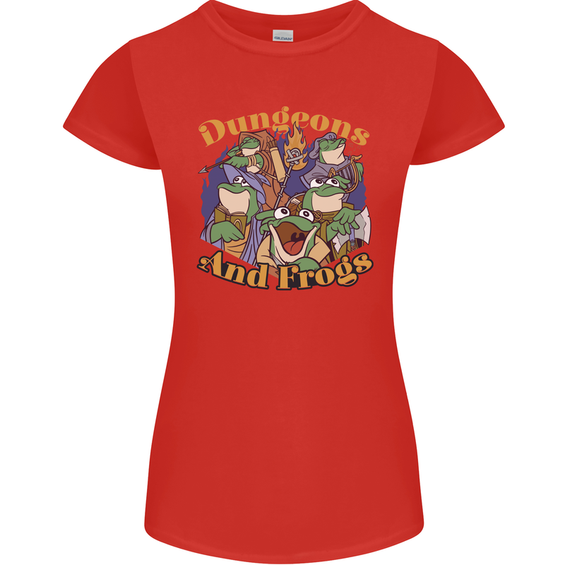 Dungeons & Frogs Role Play Games RPG Womens Petite Cut T-Shirt Red