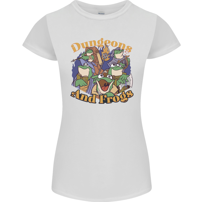 Dungeons & Frogs Role Play Games RPG Womens Petite Cut T-Shirt White