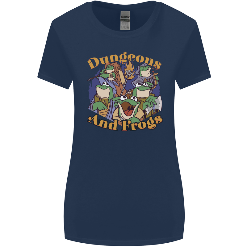 Dungeons & Frogs Role Play Games RPG Womens Wider Cut T-Shirt Navy Blue