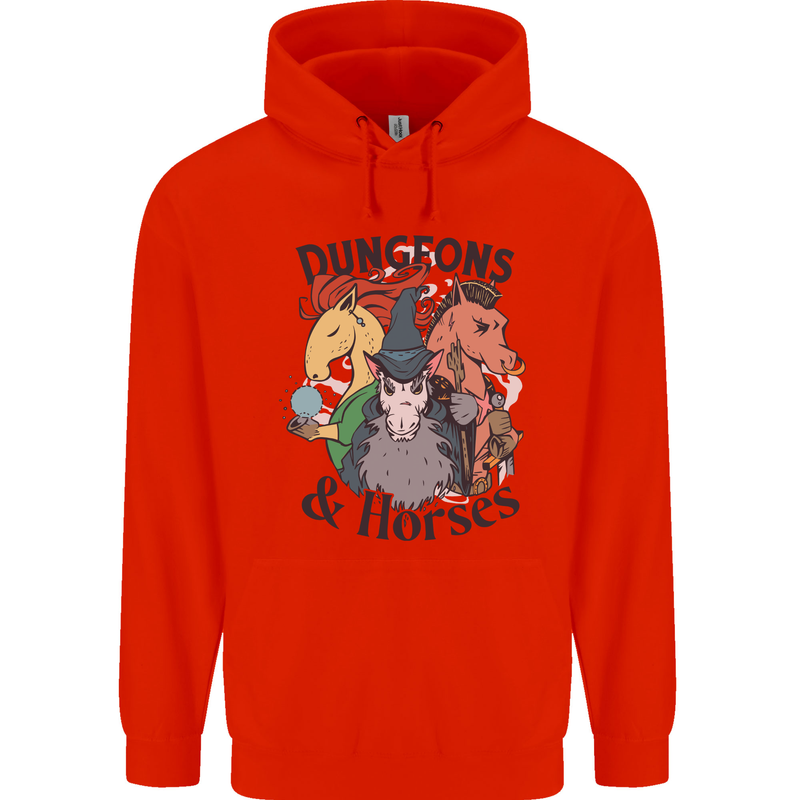 Dungeons & Horses Role Play Games RPG Mens 80% Cotton Hoodie Bright Red