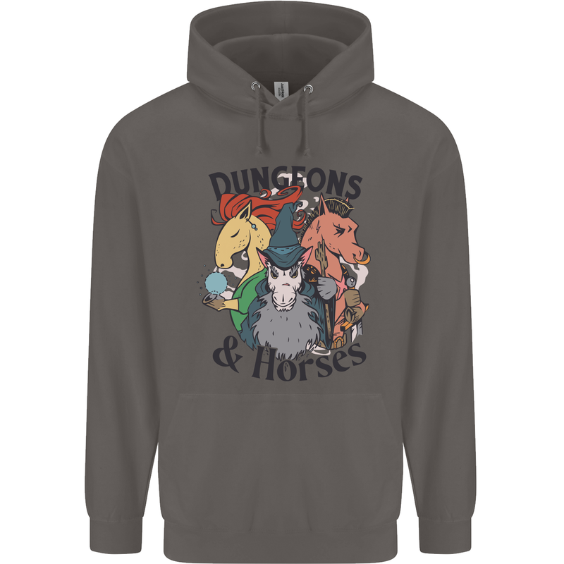 Dungeons & Horses Role Play Games RPG Mens 80% Cotton Hoodie Charcoal