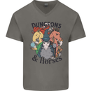 Dungeons & Horses Role Play Games RPG Mens V-Neck Cotton T-Shirt Charcoal