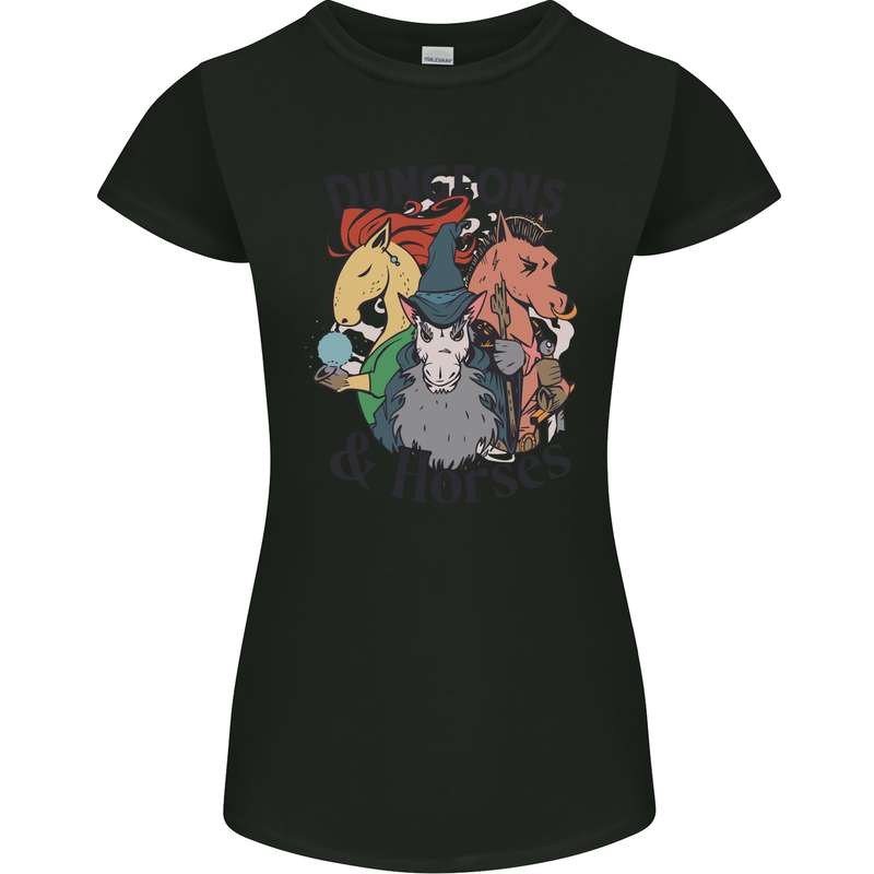 Dungeons & Horses Role Play Games RPG Womens Petite Cut T-Shirt Black