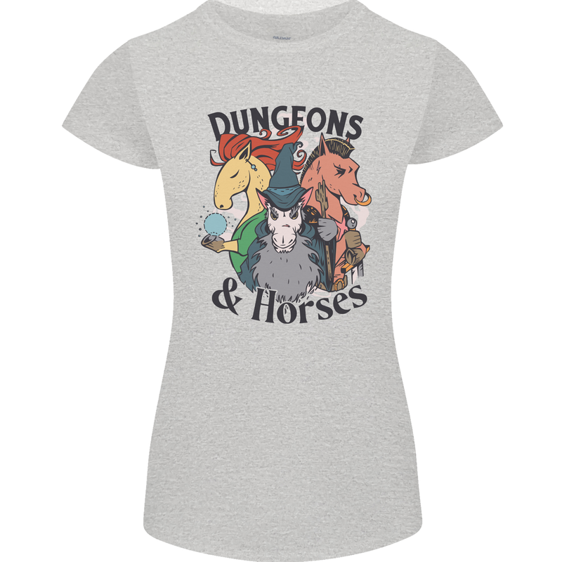 Dungeons & Horses Role Play Games RPG Womens Petite Cut T-Shirt Sports Grey
