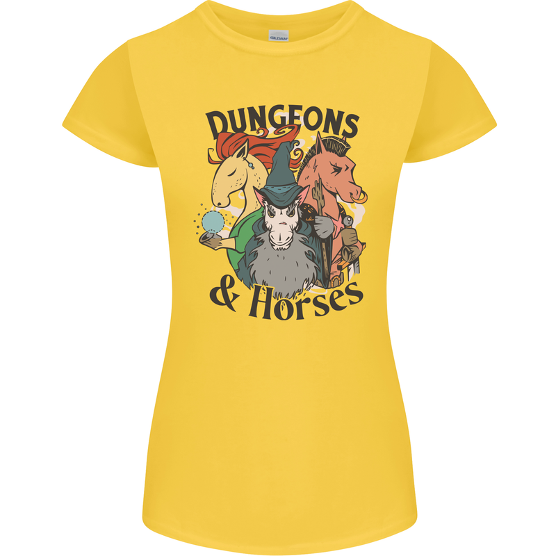 Dungeons & Horses Role Play Games RPG Womens Petite Cut T-Shirt Yellow