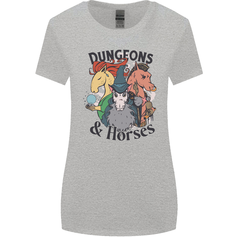 Dungeons & Horses Role Play Games RPG Womens Wider Cut T-Shirt Sports Grey