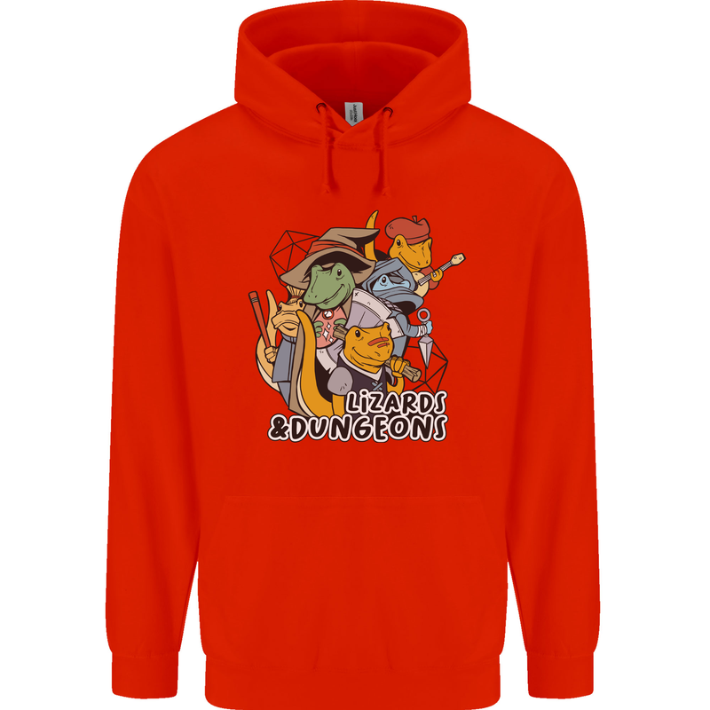 Dungeons & Lizards Role Play Games RPG Mens 80% Cotton Hoodie Bright Red