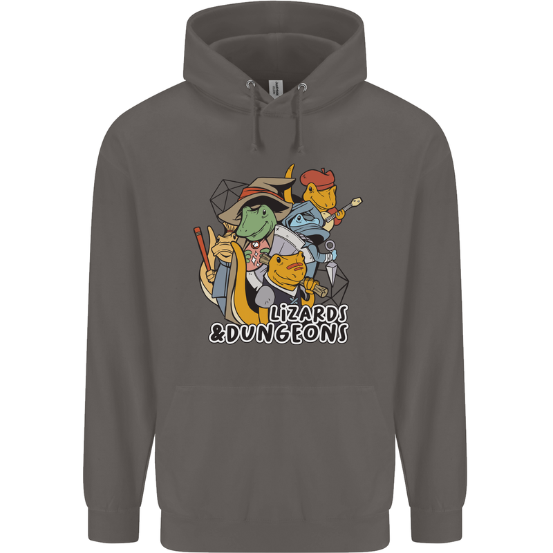 Dungeons & Lizards Role Play Games RPG Mens 80% Cotton Hoodie Charcoal