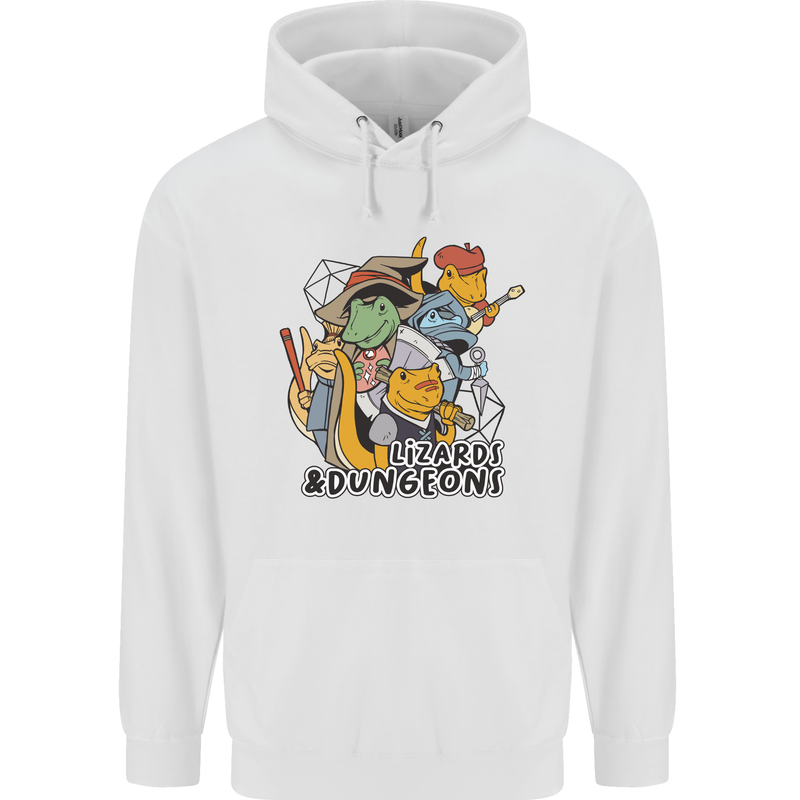 Dungeons & Lizards Role Play Games RPG Mens 80% Cotton Hoodie White