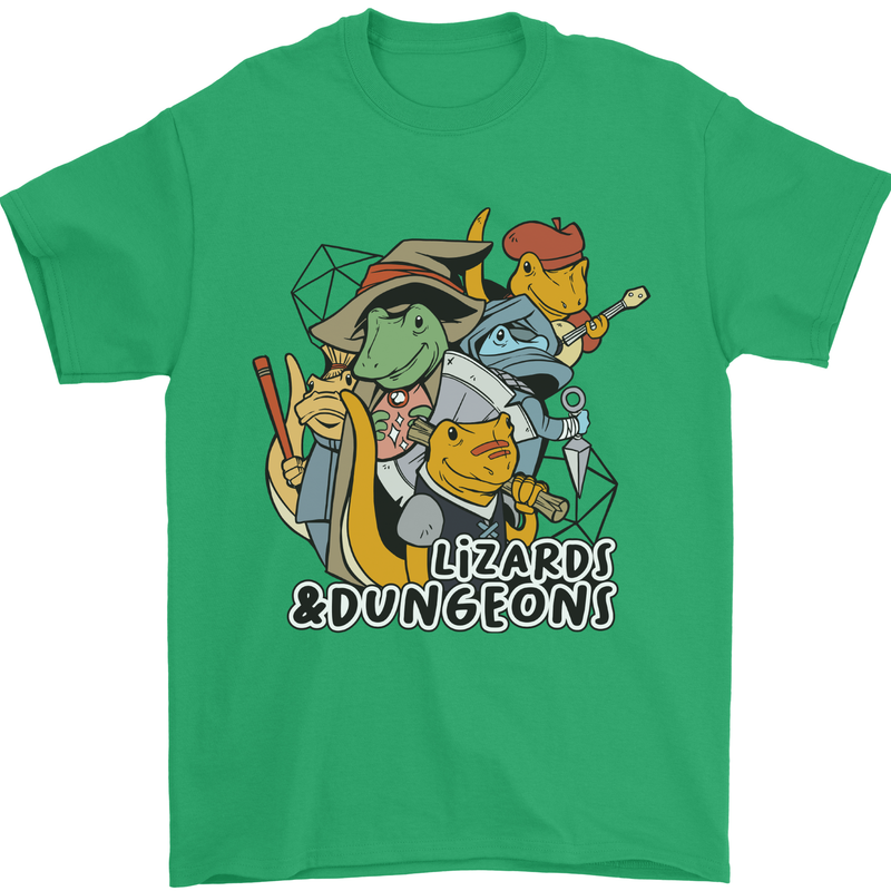 Dungeons & Lizards Role Play Games RPG Mens T-Shirt 100% Cotton Irish Green