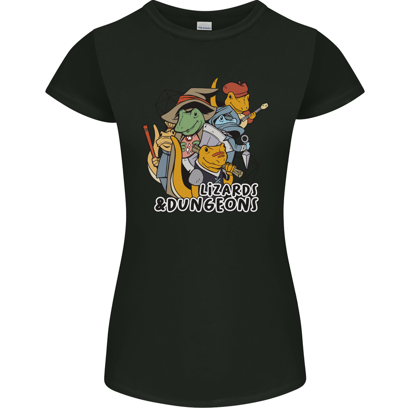 Dungeons & Lizards Role Play Games RPG Womens Petite Cut T-Shirt Black