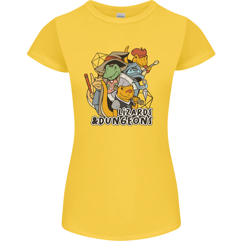 Dungeons & Lizards Role Play Games RPG Womens Petite Cut T-Shirt Yellow