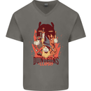 Dungeons & Llamas Role Play Games RPG Mens V-Neck Cotton T-Shirt Charcoal