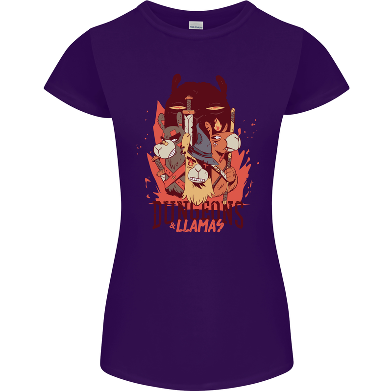 Dungeons & Llamas Role Play Games RPG Womens Petite Cut T-Shirt Purple