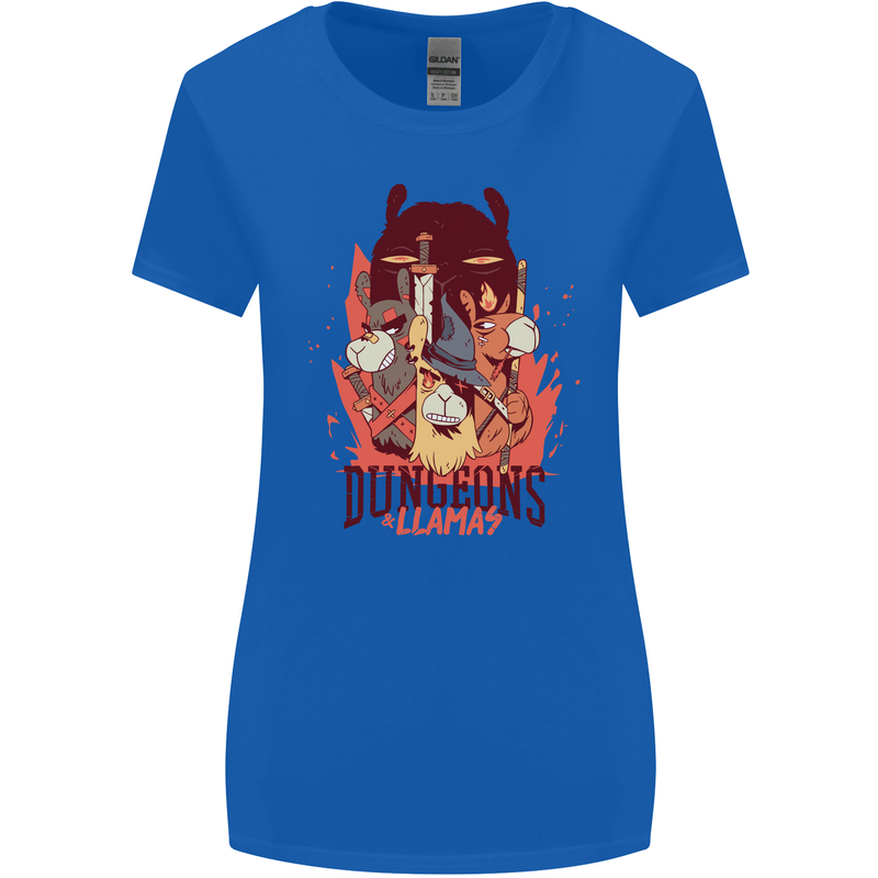 Dungeons & Llamas Role Play Games RPG Womens Wider Cut T-Shirt Royal Blue
