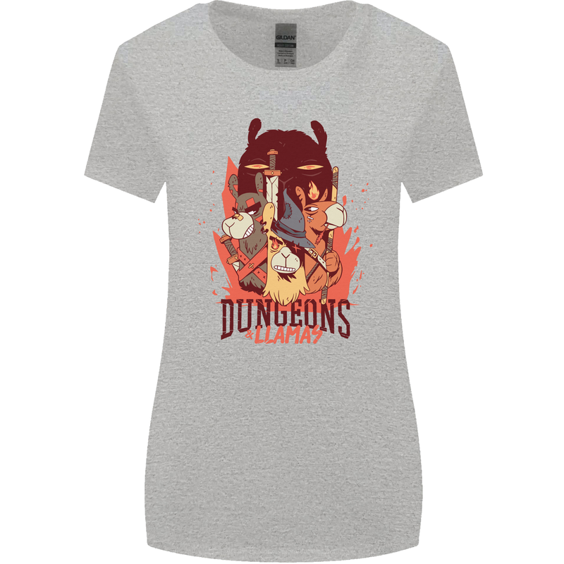 Dungeons & Llamas Role Play Games RPG Womens Wider Cut T-Shirt Sports Grey
