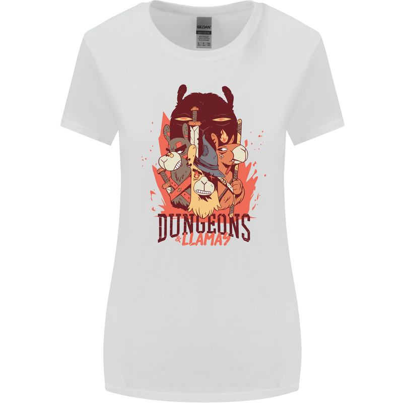 Dungeons & Llamas Role Play Games RPG Womens Wider Cut T-Shirt White