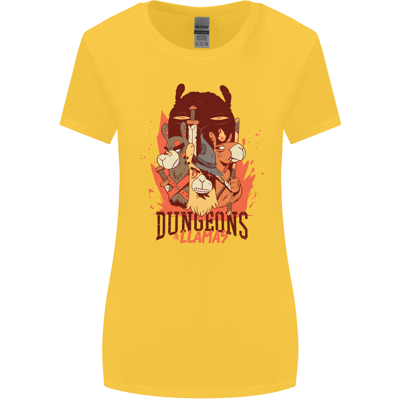 Dungeons & Llamas Role Play Games RPG Womens Wider Cut T-Shirt Yellow