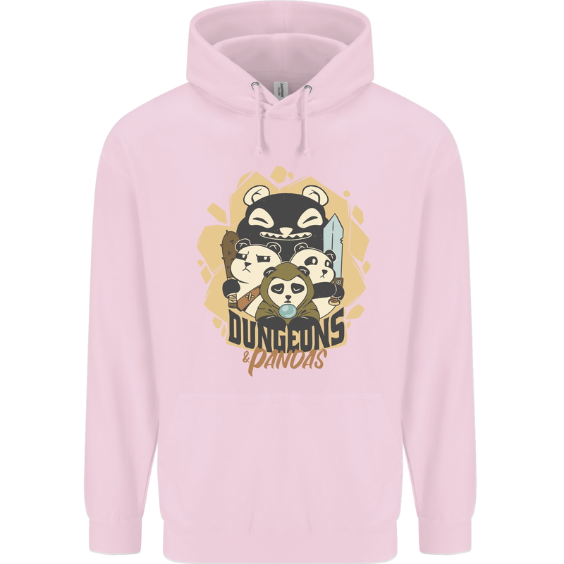 Dungeons & Panda Bears Role Play Games RPG Mens 80% Cotton Hoodie Light Pink