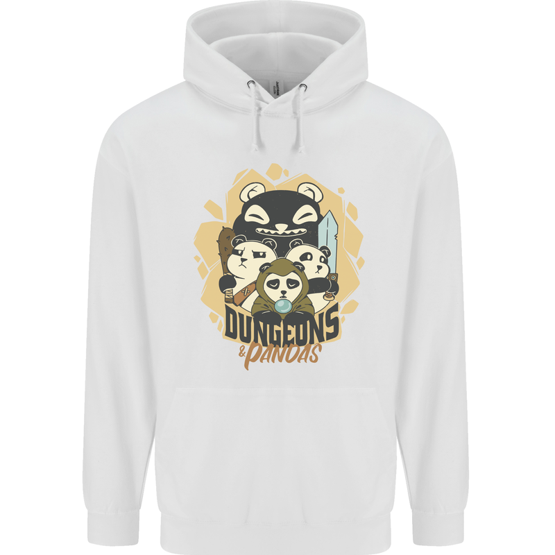 Dungeons & Panda Bears Role Play Games RPG Mens 80% Cotton Hoodie White