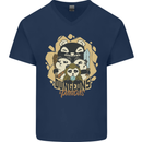 Dungeons & Panda Bears Role Play Games RPG Mens V-Neck Cotton T-Shirt Navy Blue